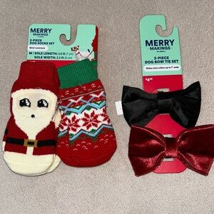 Merry Makings 2 piece Dog Socks Set (M) and 2 piece bow tie set